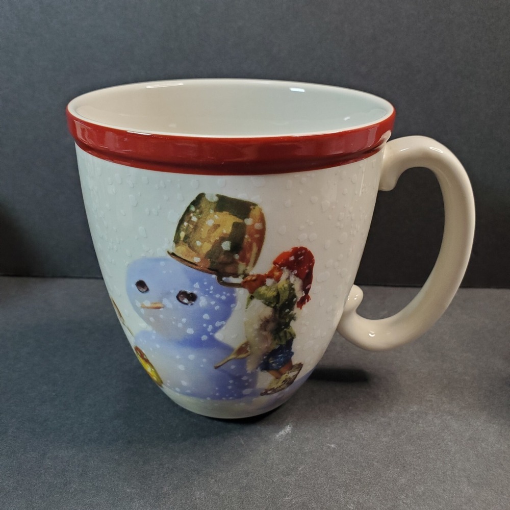 Williams-Sonoma Nordic Elf Building Snowman Christmas Coffee Cocoa Tea Mug Cup